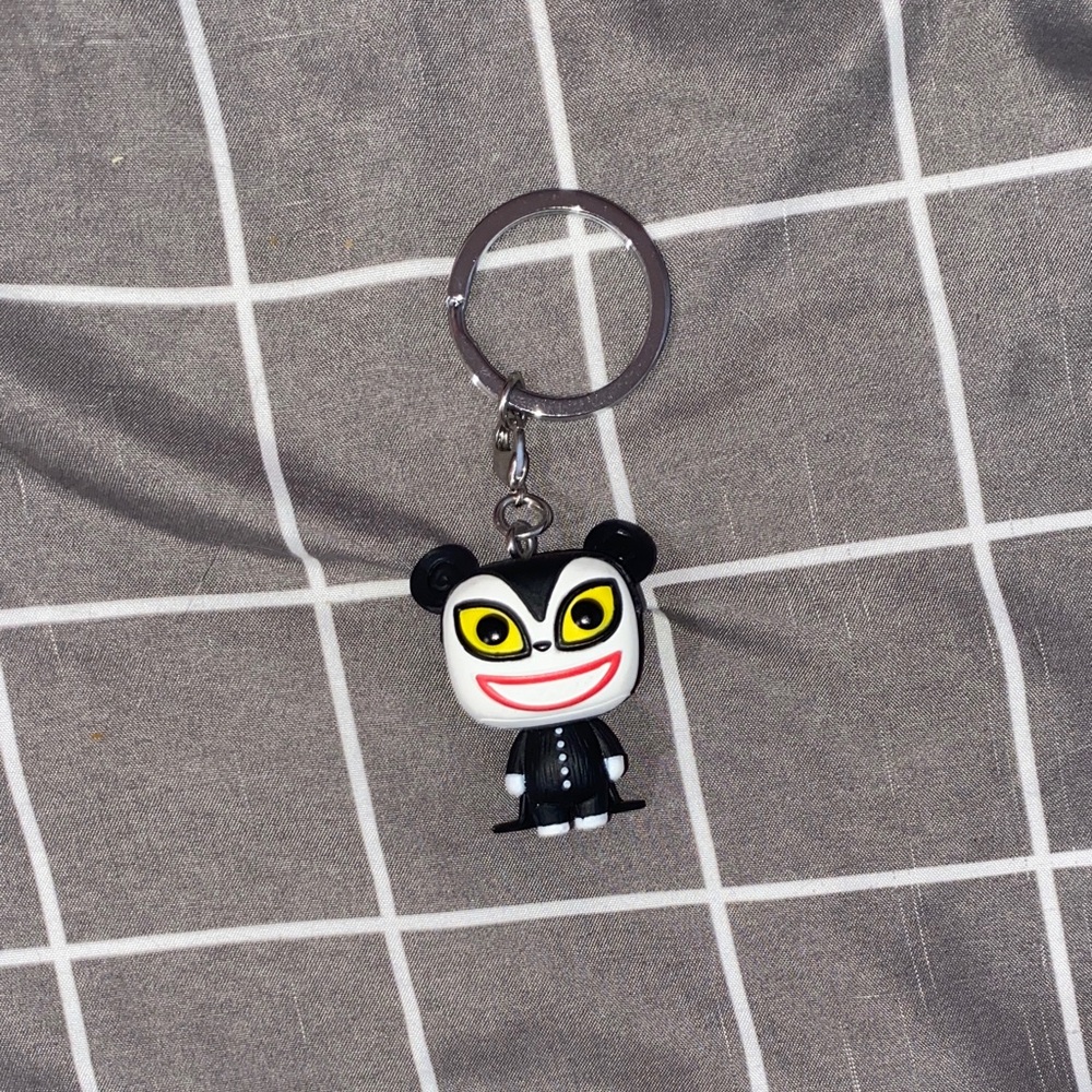 Black and white Nightmare Before Christmas toy keychain